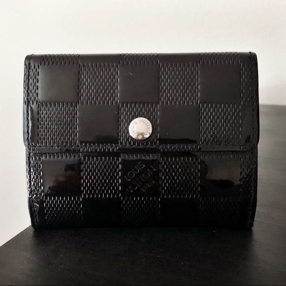 louis vuitton black patent leather wallet